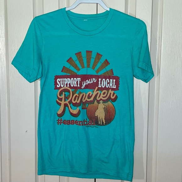 Ladies Soft Turquoise Stretch T-Shirt sz Small - Picture 1 of 3